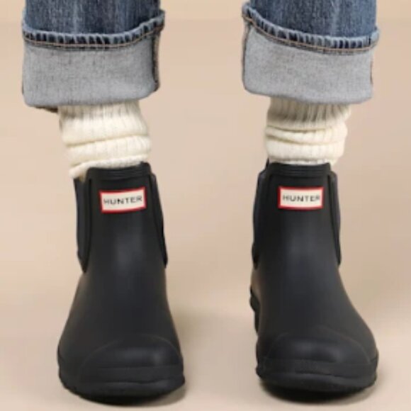NEW HUNTER Original Chelsea Rain Boots Waterproof in Navy For Women 1025 6s3 - Picture 6 of 6